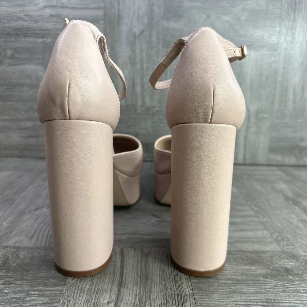 Madden Girl Platform Pumps Womens‎ 9 Blush Pink Block Heel Ankle Strap NEW
